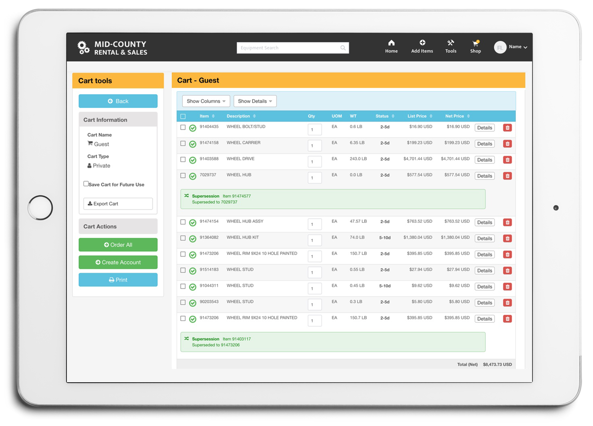 e-Commerce Store tablet screenshot